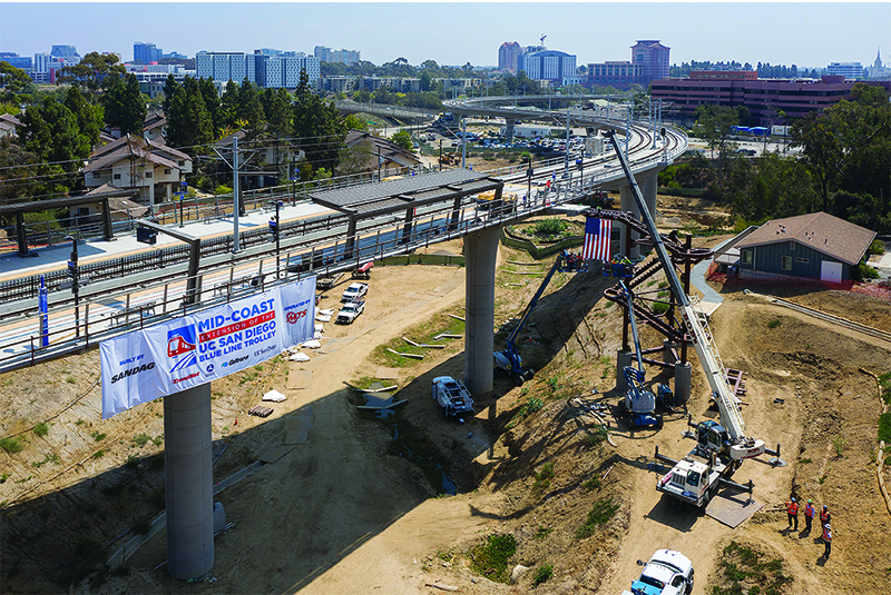 Installation of the final major steel structure UC San Diego Campus Station (September 8, 2021)
